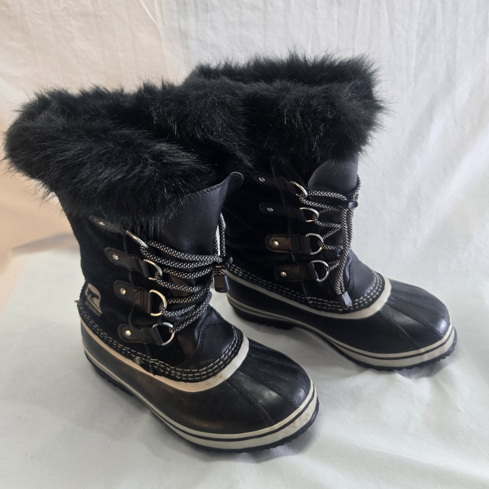 Sorel Joan of Arctic Women's Size 5 Black Waterproof Suede Fur Snow Boots - Picture 2 of 9